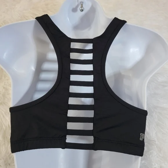 PINK Victoria's Secret Sleek Strappy Cage Black Sports Bra Small - Picture 4 of 13
